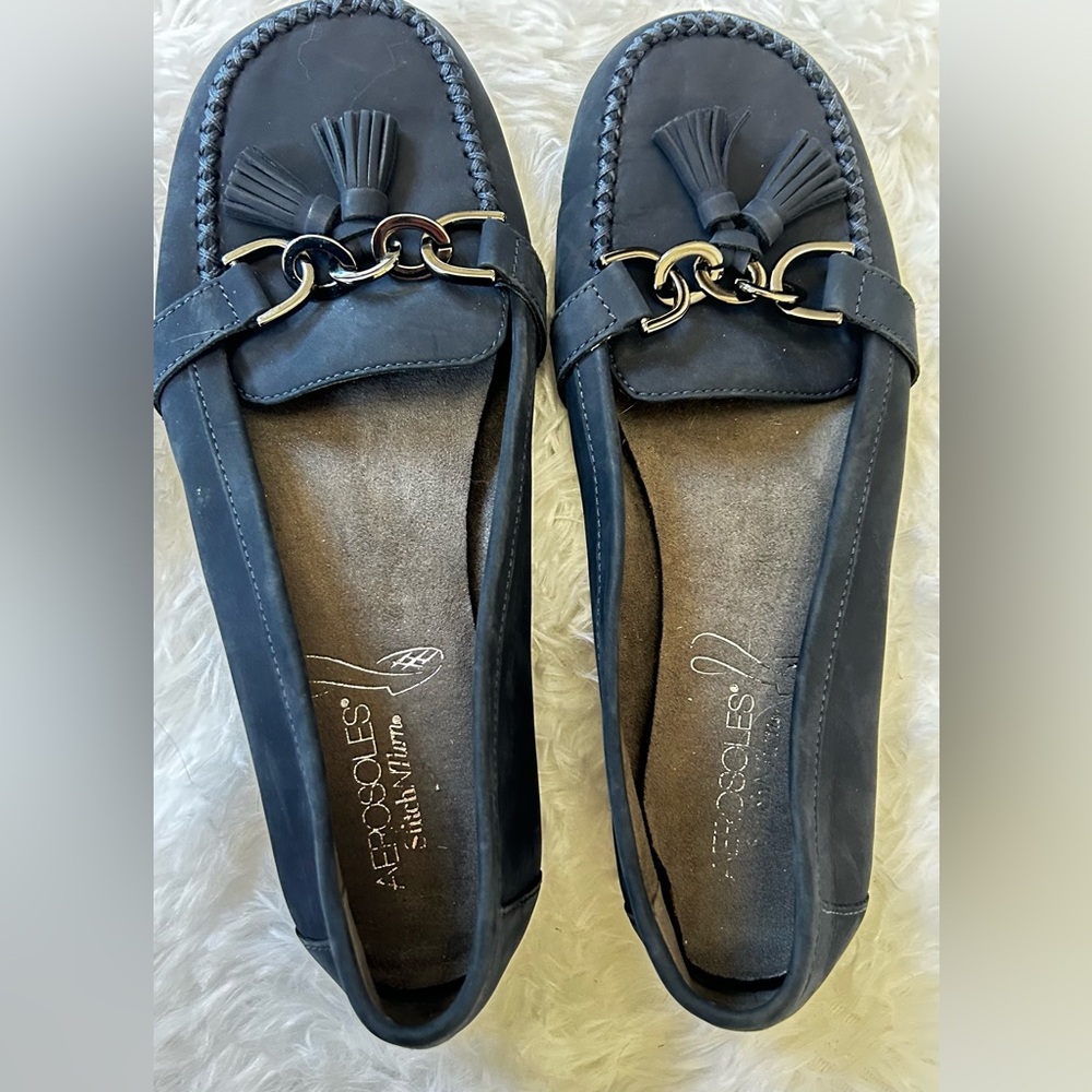 AEROSOLES Women's Dark Blue Tassel Loafers
